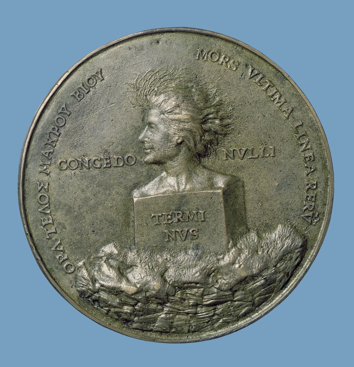Erasmus'un portre madalyonu (14656-1530), Terminus'un başını gösteren ters, 1519 (bronz) (ters) by Quentin Massys or Metsys
