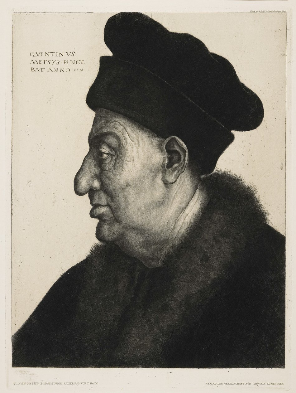 Peter von Halm (1854-1923) tarafından kazınmış portre çalışması by Quentin (after) Massys