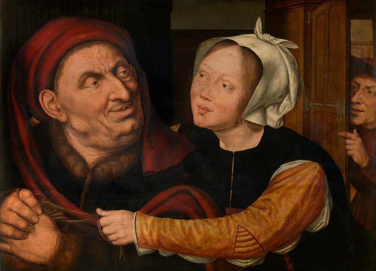 Uyumsuz aşıklar (panel üzerine yağlıboya) by Quentin Massys or Matsys