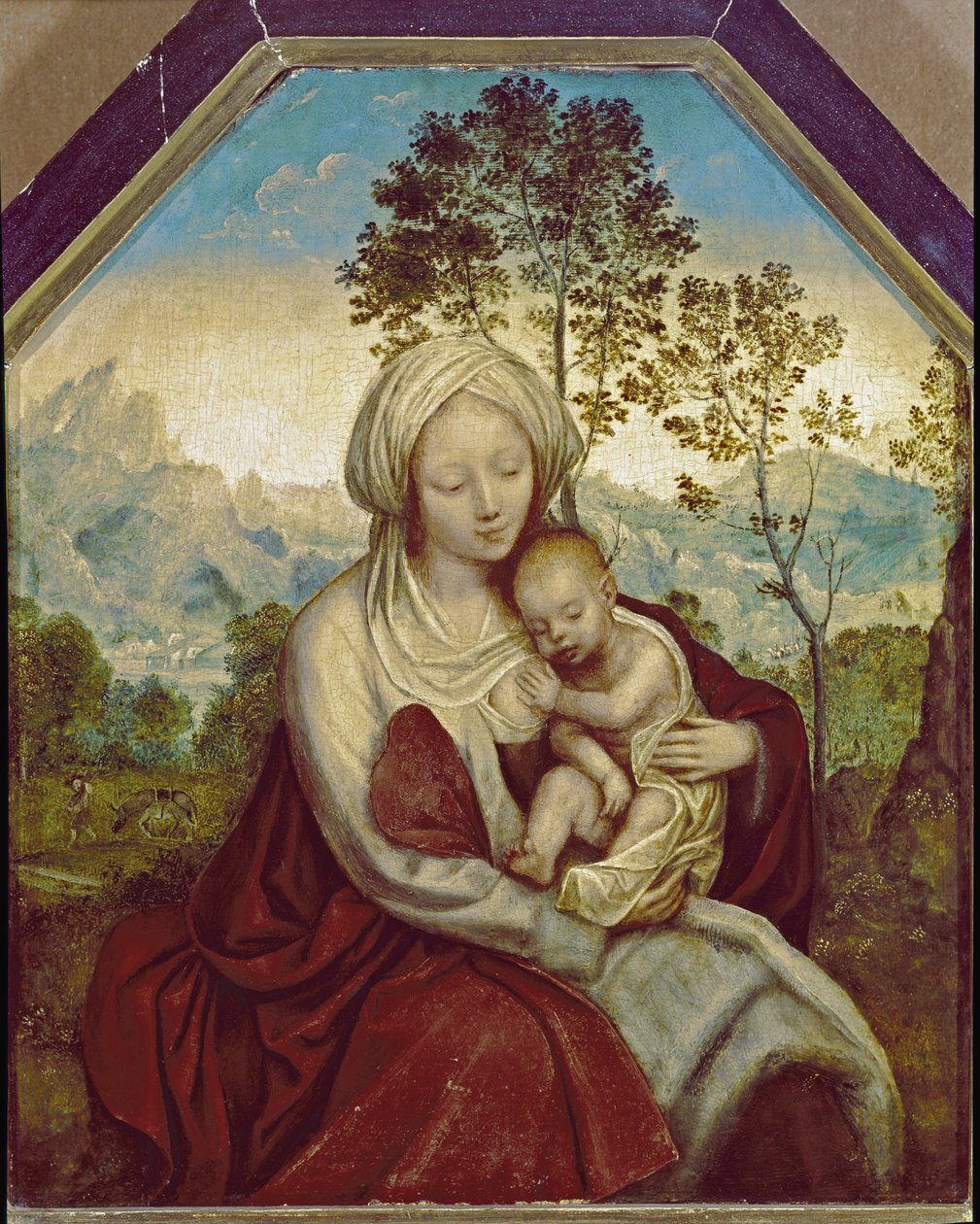 Madonna ve Çocuk (ahşap üzerine tempera ve yağ by Quentin Massys or Metsys