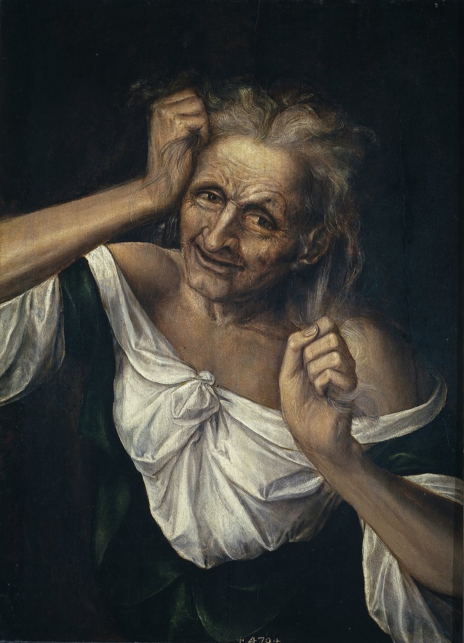 Yaşlı Kadın Saçını Yırtılıyor by Quentin Massys or Metsys