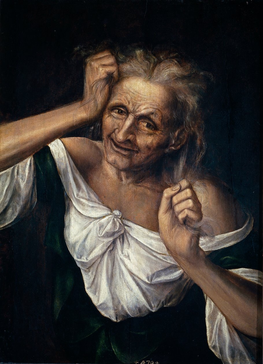 Saçında Yırtılan Yaşlı Kadın - Massys, Quentin (1466-1530) (Quinten ou Kwinten Metsys ou Matsijs) 1525-1530 - Ahşap üzerine yağlı boya - 55x40 - Museo del Prado, Madrid by Quentin Massys or Metsys