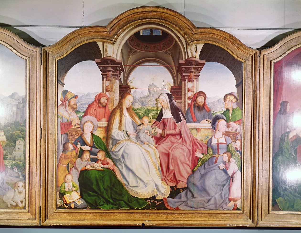 Kutsal Akrabalık veya St. Anne Sunağı, orta panelin detayı, 1509 by Quentin Massys or Metsys