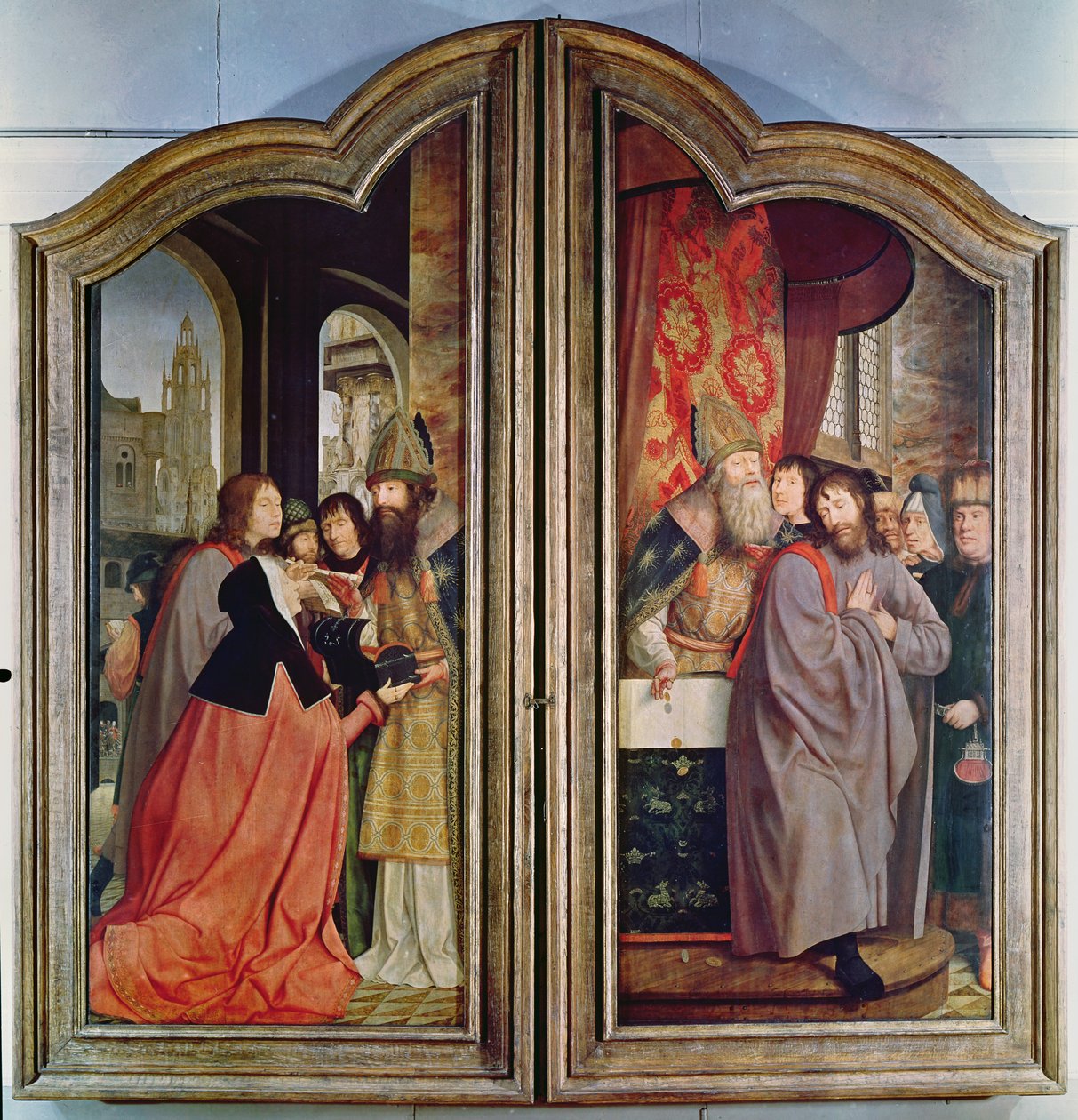 Kutsal Akrabalık veya St. Anne Sunağı, orta panellerin arka yüzünün detayı, 1509 by Quentin Massys or Metsys
