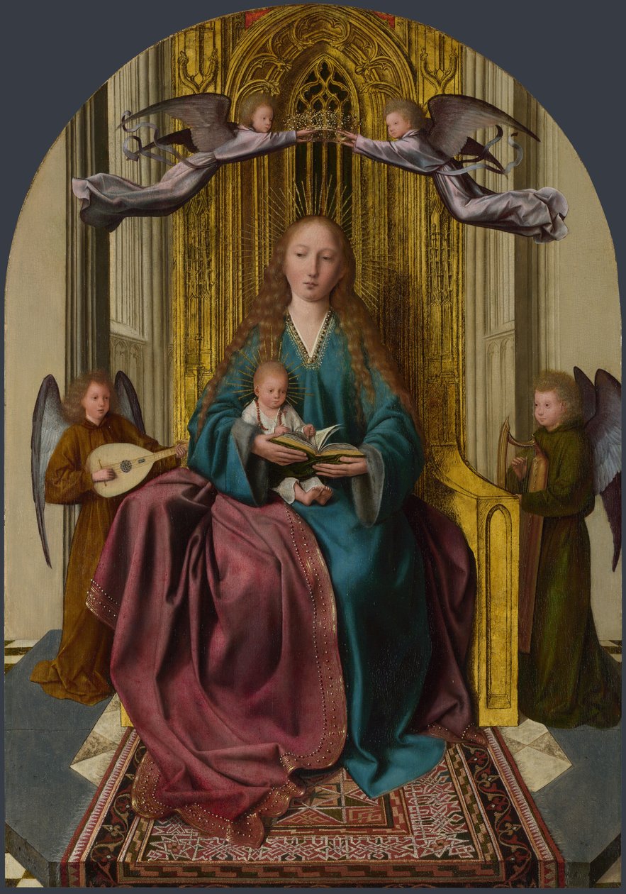 Dört Melekle Enthroned Bakire ve Çocuk, c. 1495 by Quentin Massys or Metsys
