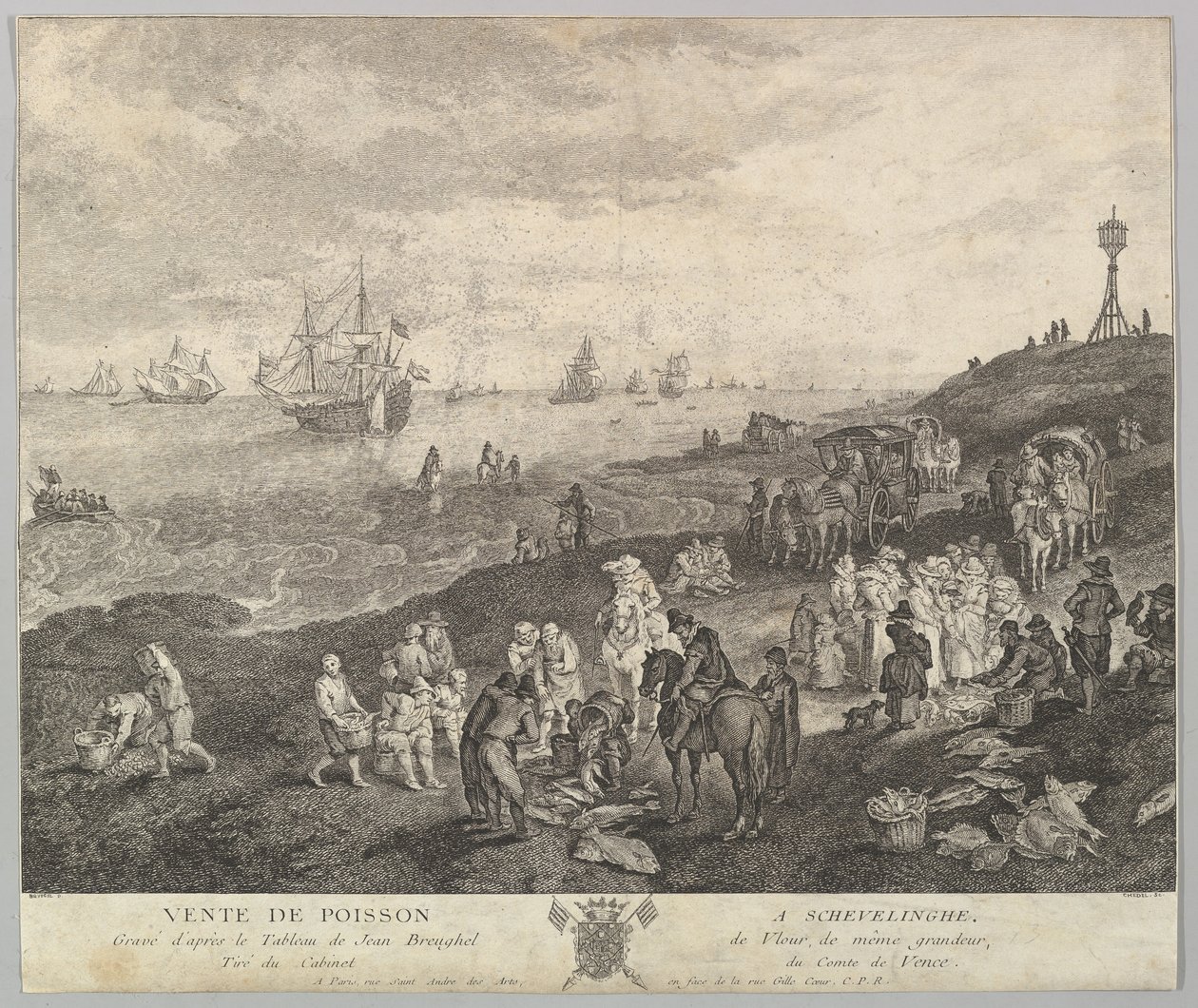 Resimden sonra Scheveningen Vente de Poisson a Schevelinghe'de [sic] Balık Satmak.... by Quentin Pierre Chedel
