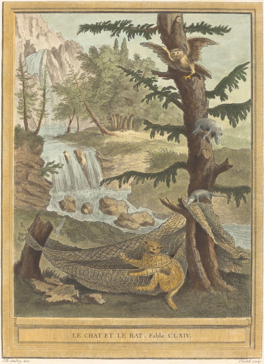 Le chat et le rat (Kedi ve Sıçan) by Quentin Pierre Chedel after Jean Baptiste Oudry