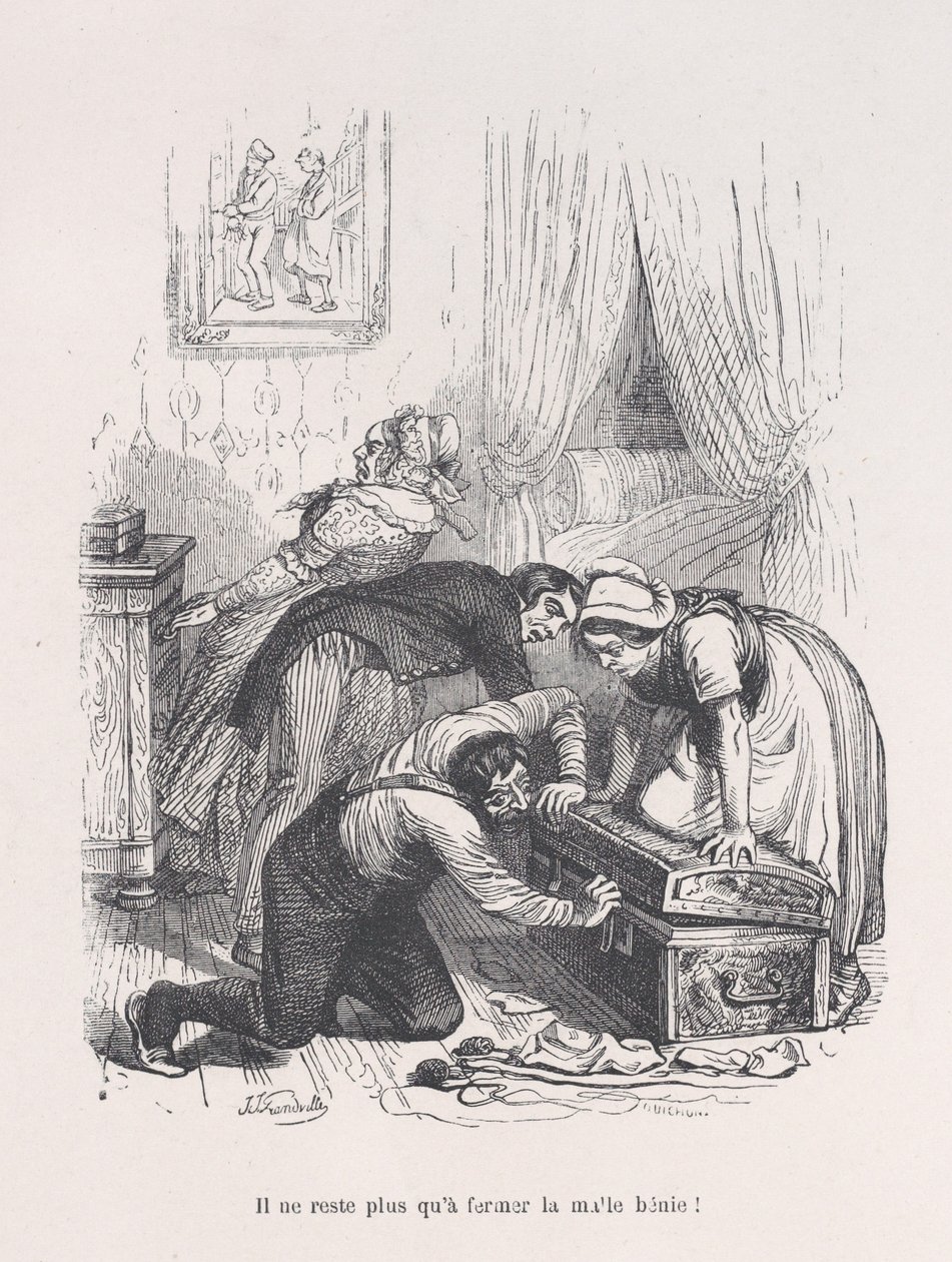 Geriye sadece kutsanmış bagajı kapatmak kalıyor! İnsan Hayatının Küçük Sefaletlerinden, 1843.. by Quichon