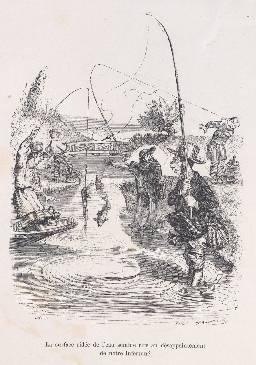 Dalgalanan su, talihsizliğimizle alay ediyor gibi görünüyor. Küçük İnsan Sefaletlerinden L..., 1843. by Quichon