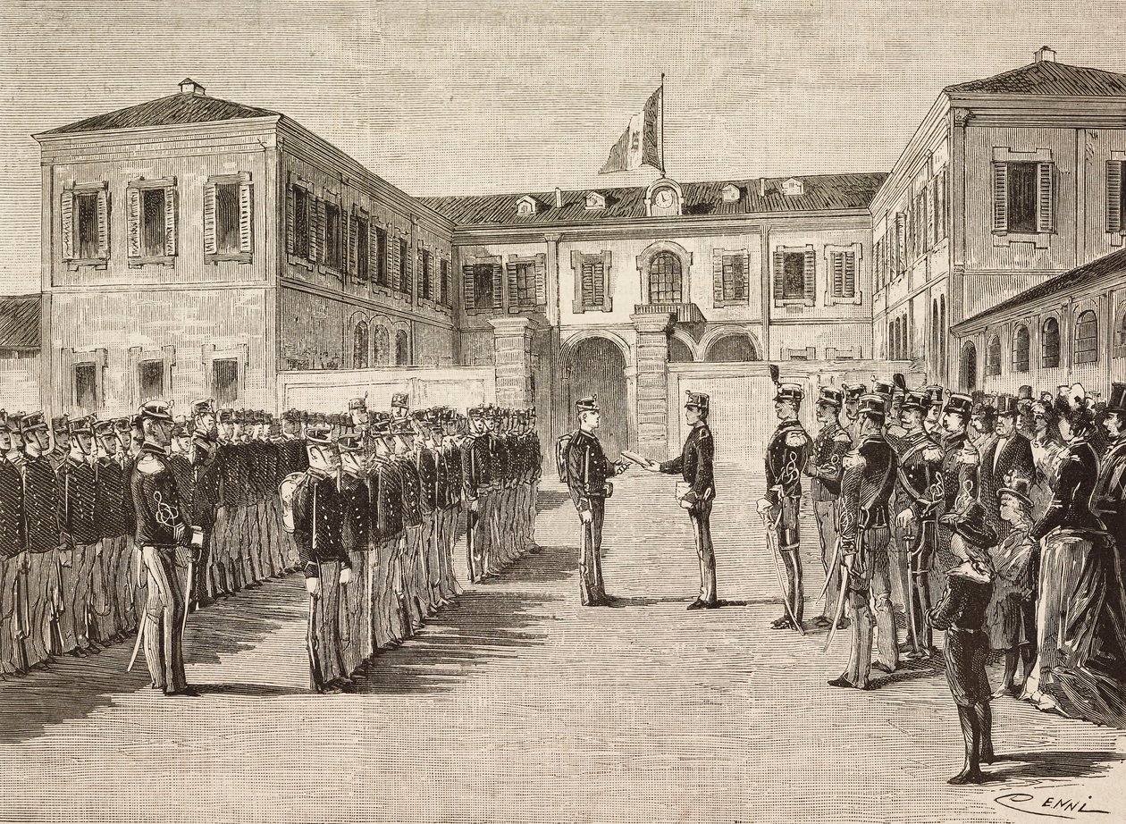 Torino Kontu Prens Vittorio Emanuele (1870-1946), Milano, İtalya, askeri akademi öğrencilerine dereceler veriyor, 14 Mart by Quinto Cenni
