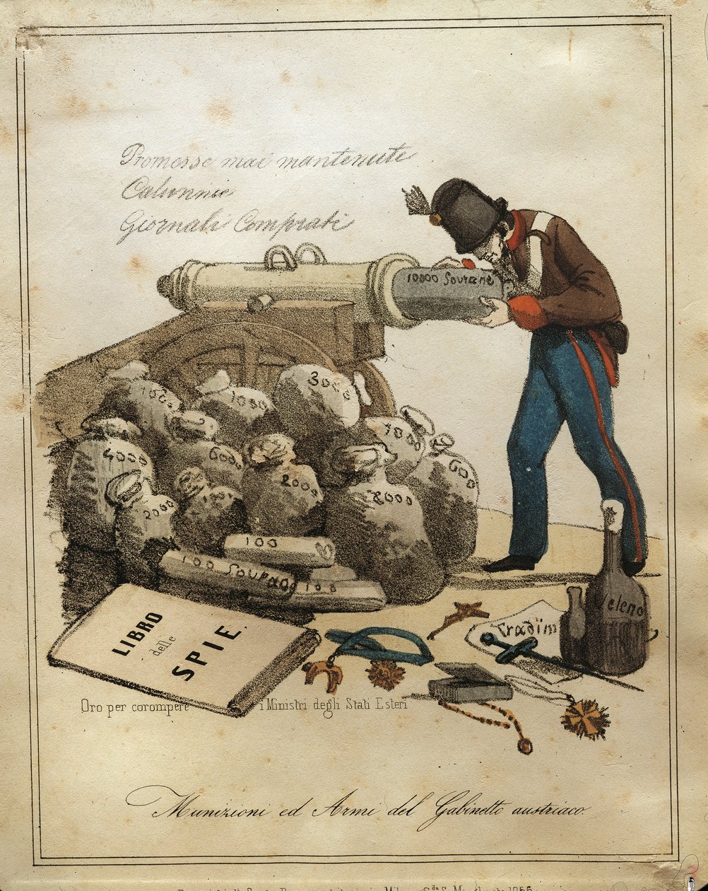 Avusturya bakanlığının silah ve mühimmatı, Avusturya karşıtı Venedik hiciv by Quinto Cenni