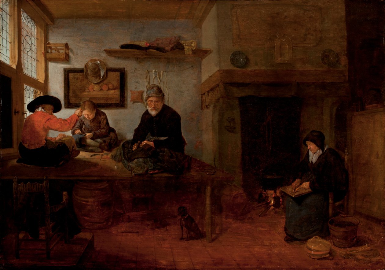 Bir Terzi Mağazasının İçi (Panelde Yağlı) by Quiringh Van Brekelenkam