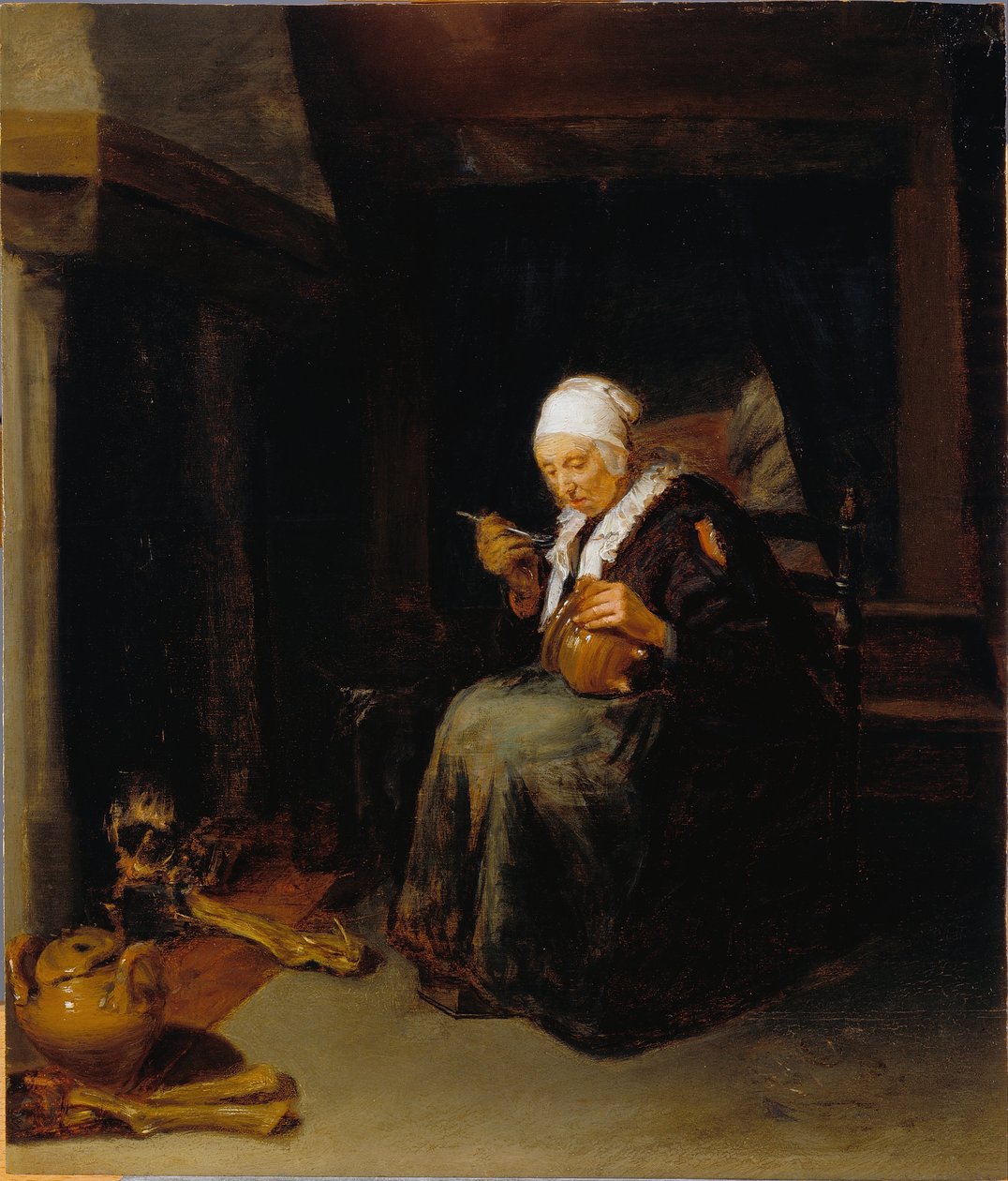 yaşlı kadın, yemek by Quiringh Van Brekelenkam
