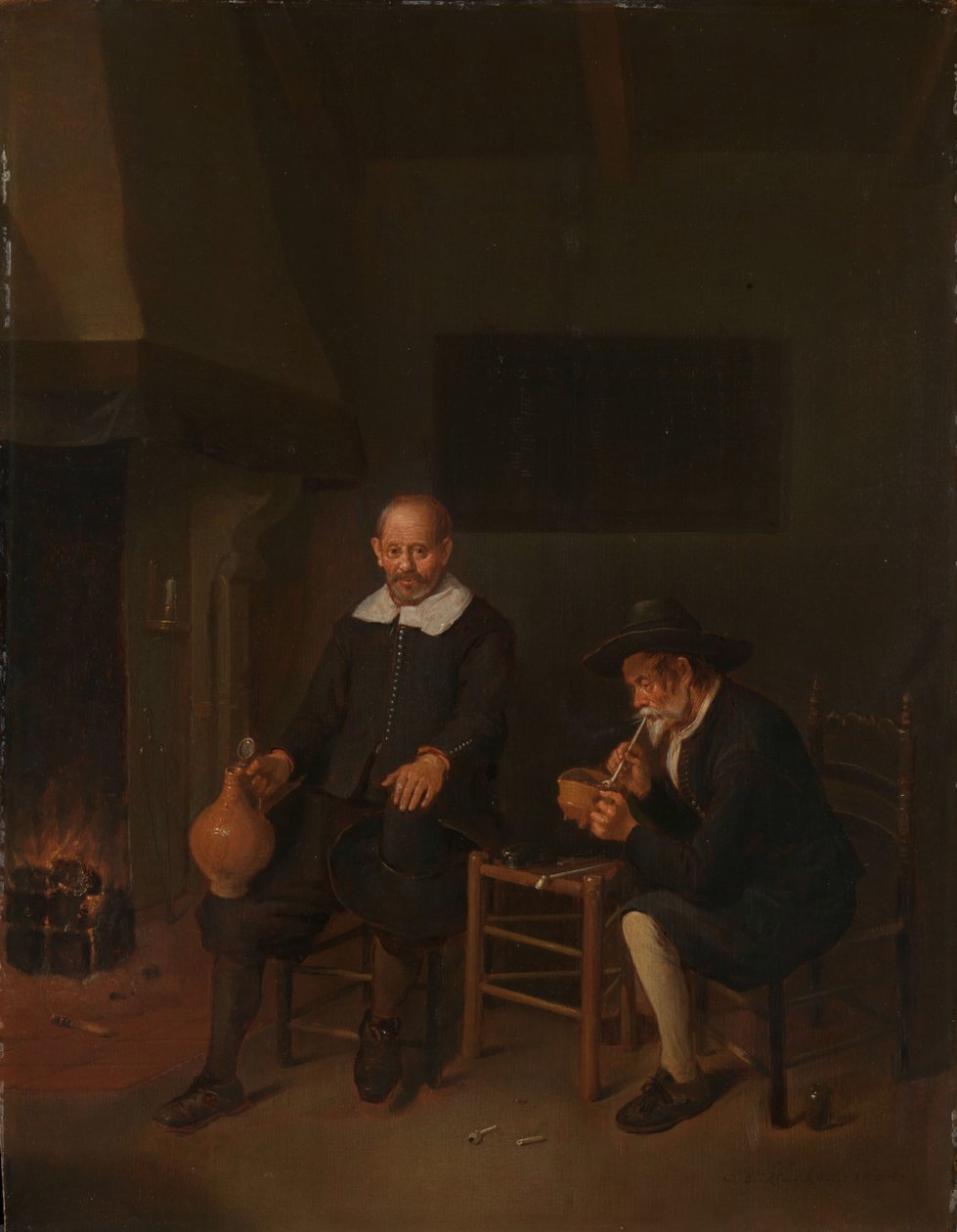 Şöminenin Yanında İki Adamla İç Mekan by Quiringh Gerritsz. van Brekelenkam