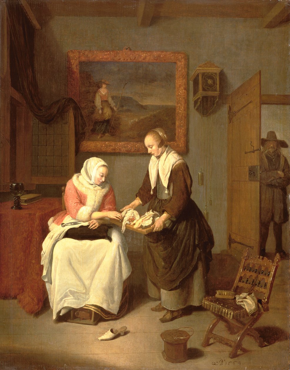 Balık Seçen Bir Hanımla İç Mekan by Quiringh Gerritsz. van Brekelenkam
