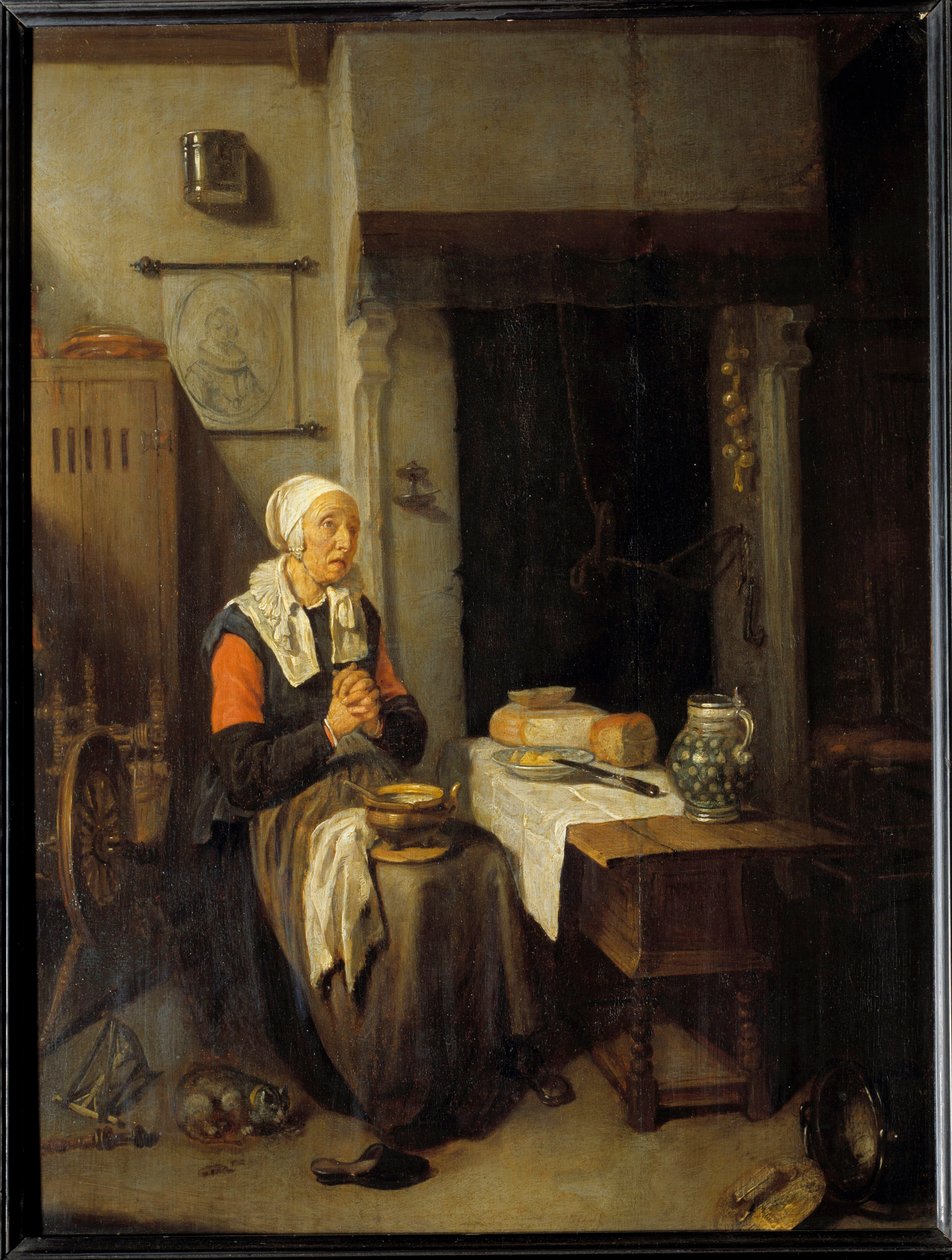 Le benedicite Boyama Quinringh (Quiringh) Gerritsz Van Brekelenkam (1620-1668) 1648 Güneş. 0,54x0,41 m by Quiringh Gerritsz. van Brekelenkam