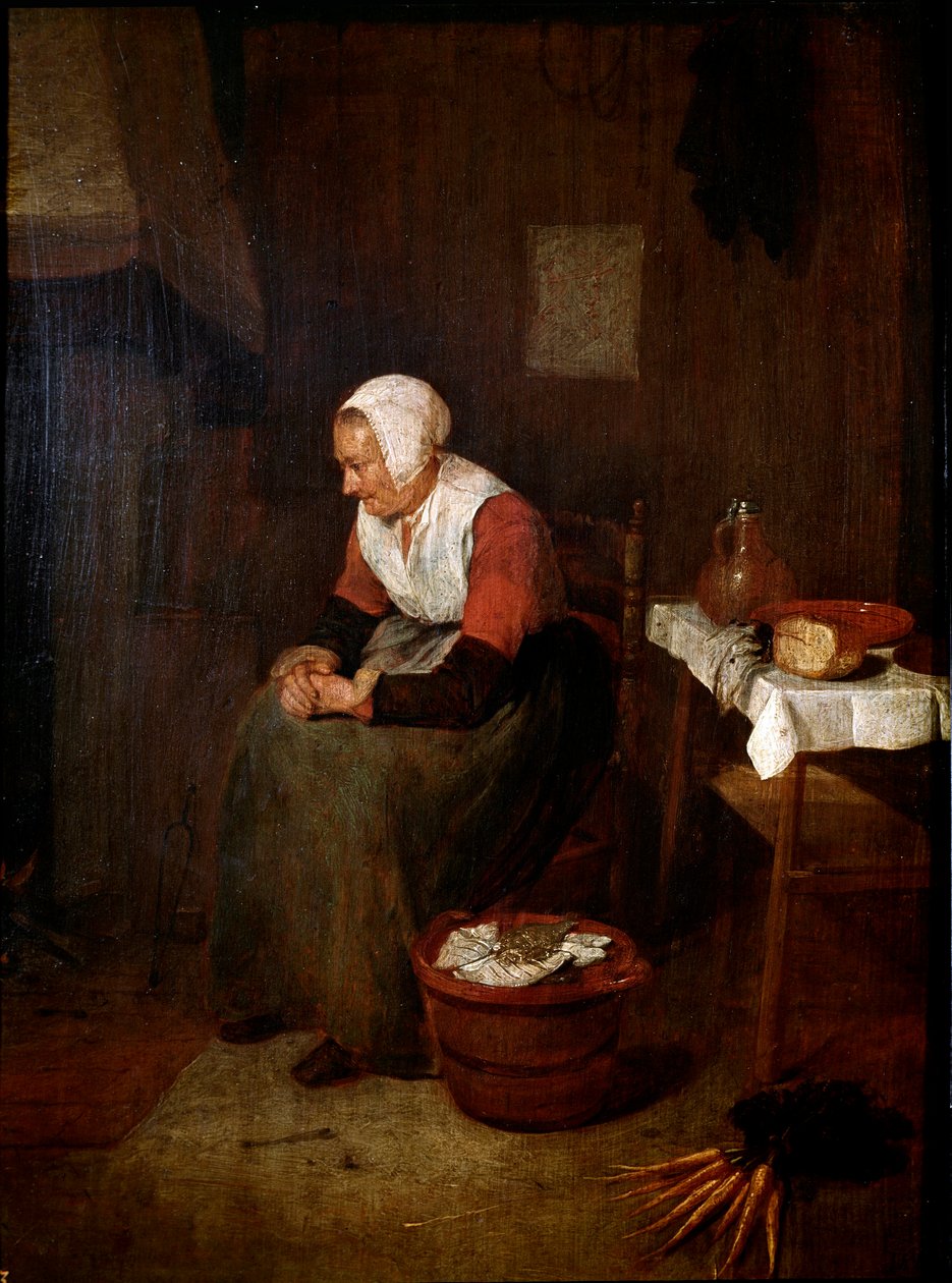 Quinringh (Quiringh) Gerritsz Van Brekelenkam (1620-1668) Tarafından Tablo Yaşlı Kadın Portresi 17. yüzyıl Madrid Prado Müzesi by Quiringh Gerritsz. van Brekelenkam