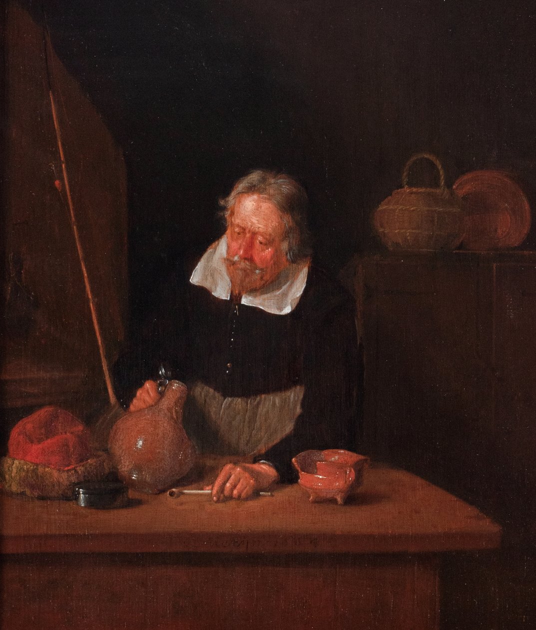 Kannekijker (Boş bir sürahinin dibine özlemle bakan kişi) by Quiringh Gerritsz. van Brekelenkam