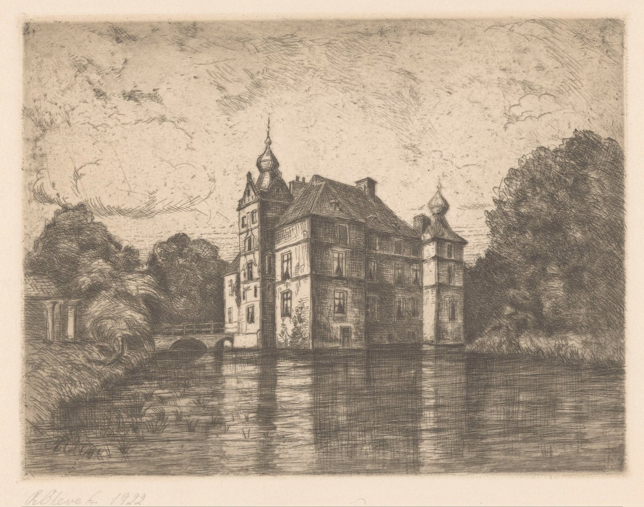 Castle De Cannenburgh (nesne üzerindeki orijinal başlık) by R. Cleve (signed by artist)