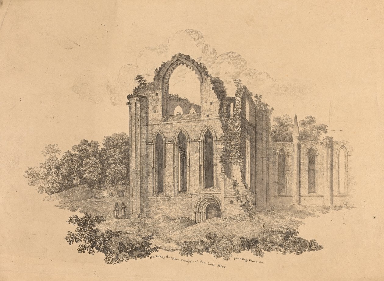 Fountains Abbey'deki Yukarı Transept'in KD Sonu by R. Dunning