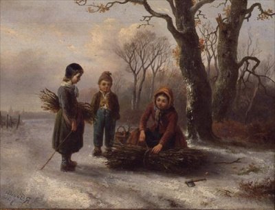 Kütük Toplayan Çocuklar, c.1884 (panel) by R. Favelle