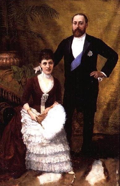 Kral Edward VII (1841-1910) ve eşi Kraliçe Alexandra (1844-1925) 1887 (tuval üzerine yağlı boya) by R. Forester
