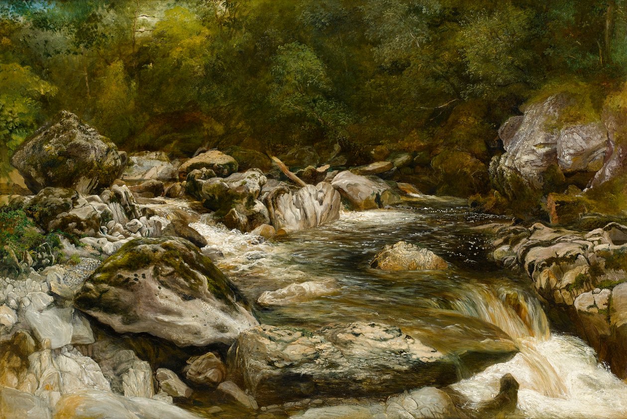Conwy Nehri üzerinde şelale, Kuzey Galler by R. Haddon