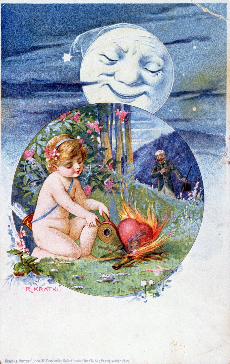 Postcard from the set Ill Hearts, c. 1900 (colour engraving) by R. Kratki
