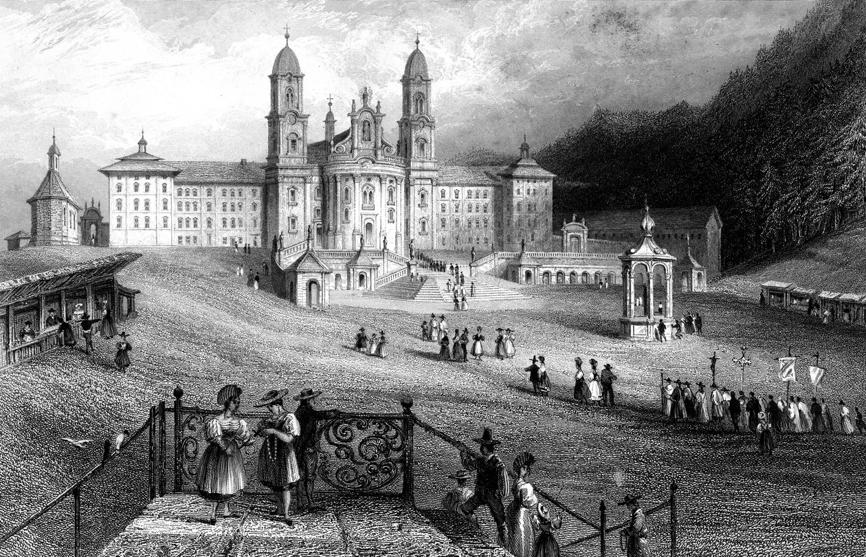 Einsiedeln Manastırı, Schwyz, İsviçre, 1836. by R. Wallis