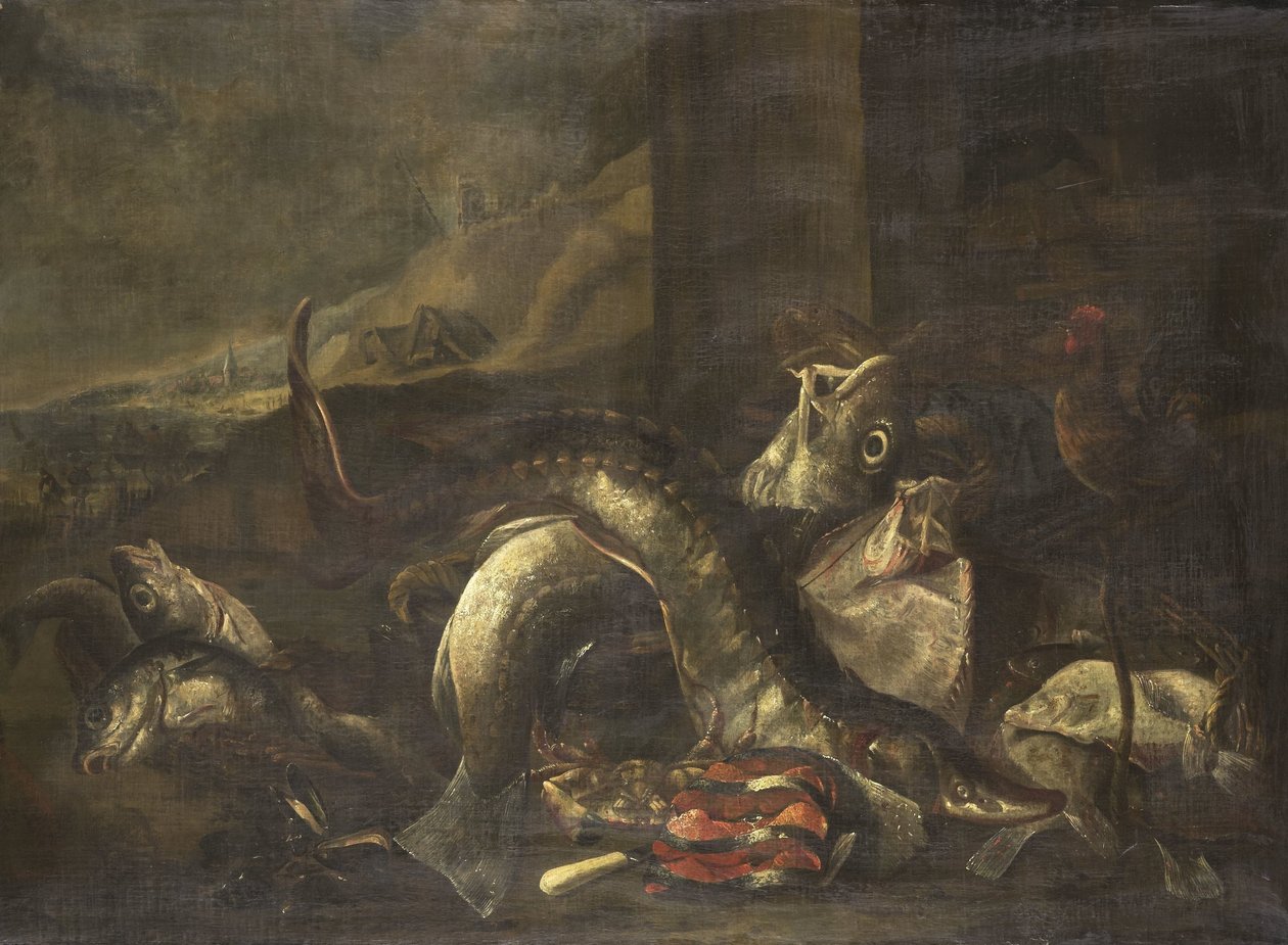 Balık ile Natürmort by R. van Burgh