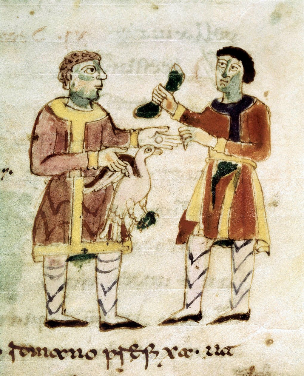 Tavuk tüccarı, "De Universo" (ou De rerum naturis (De la Nature des seçtikleri) adlı el yazmasından alınmıştır. by Rabanus Maurus or Mauro Rabano Magnentius