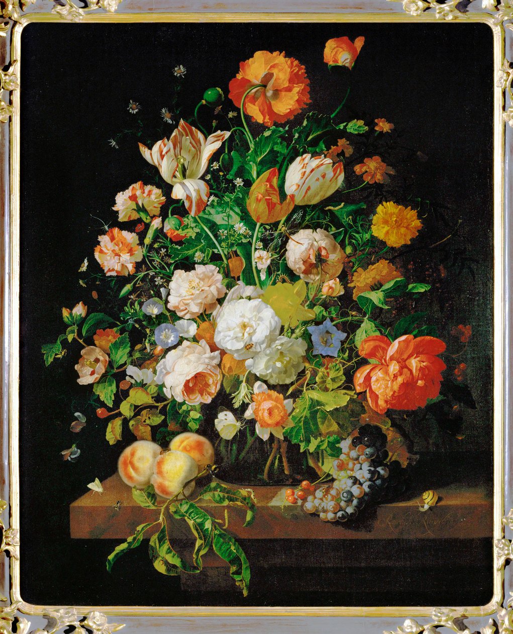 Bir buket çiçek (tuval üzerine resim) by Rachel Ruysch