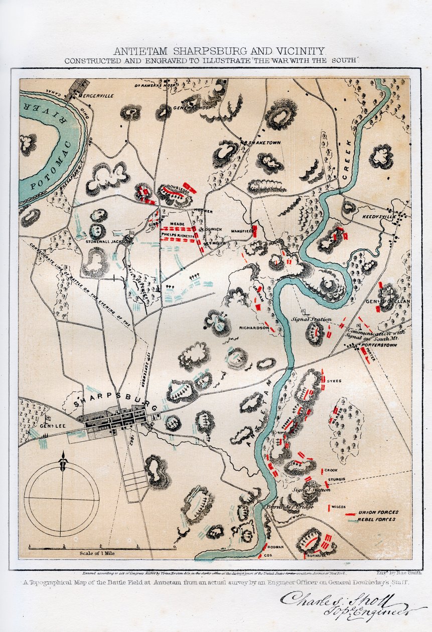 Antietam, Sharpsburg ve Civarı Haritası, Maryland, 1862 1862-1867. by Rae Smith