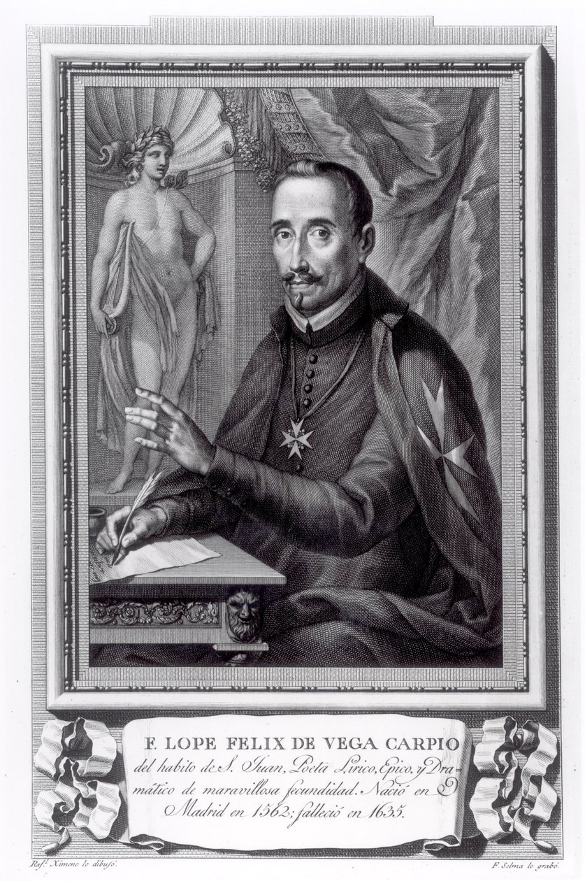 Fernando Selma (1752-1810) tarafından oyulmuş Vega Carpio (1562-1635) tarafından Lope Felix portresi by Rafael Ximeno y Planes