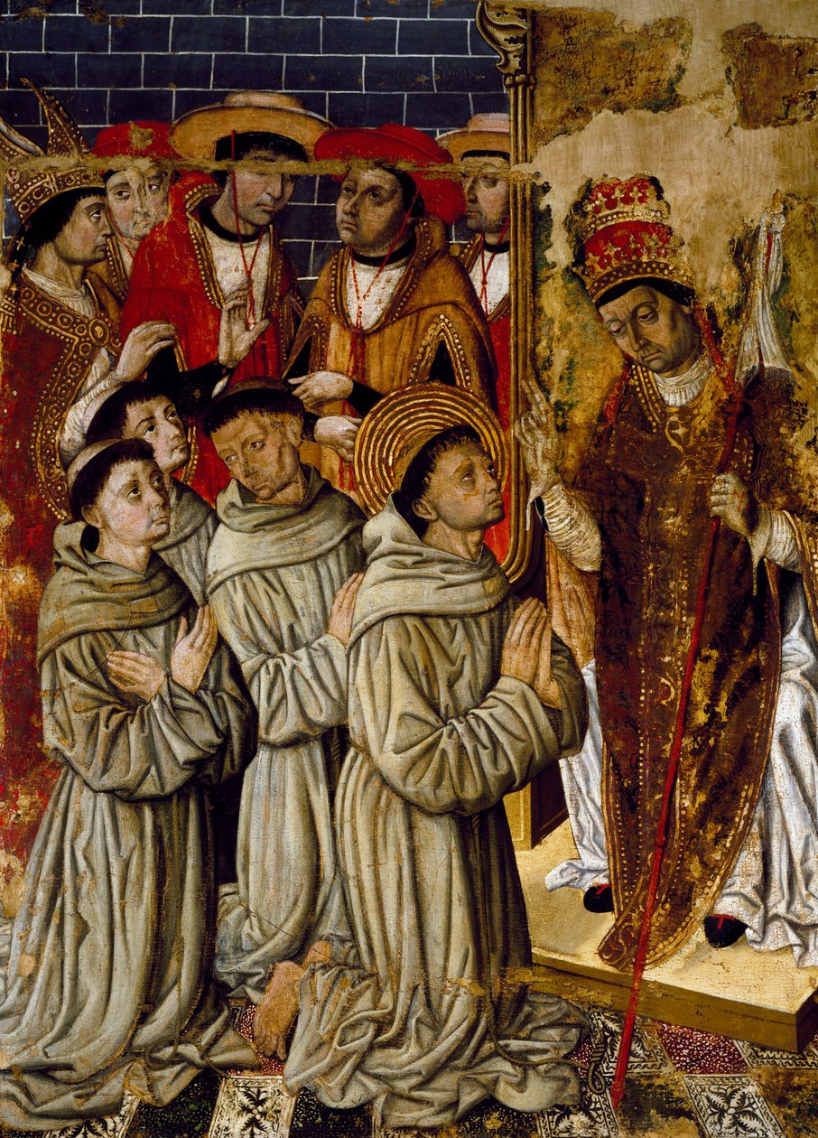Mucizeler döngüsü, Joan Figuera ve Tomas Rafael'in yazdığı San Bernardino Altarpiece'den detay (16. yüzyılın ikinci yarısında etkin), tempera on panel, 399x253 cm. detay. by Rafael & Figuera Joan (active c.1454 1477) Tomas