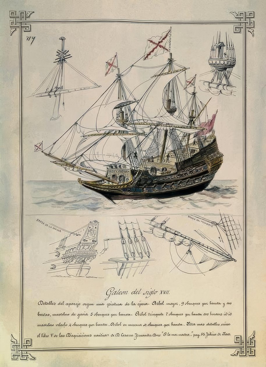 19. YÜZYIL RESİMİNDE 17. YÜZYIL GALYONU by Rafael Monleon y Torres
