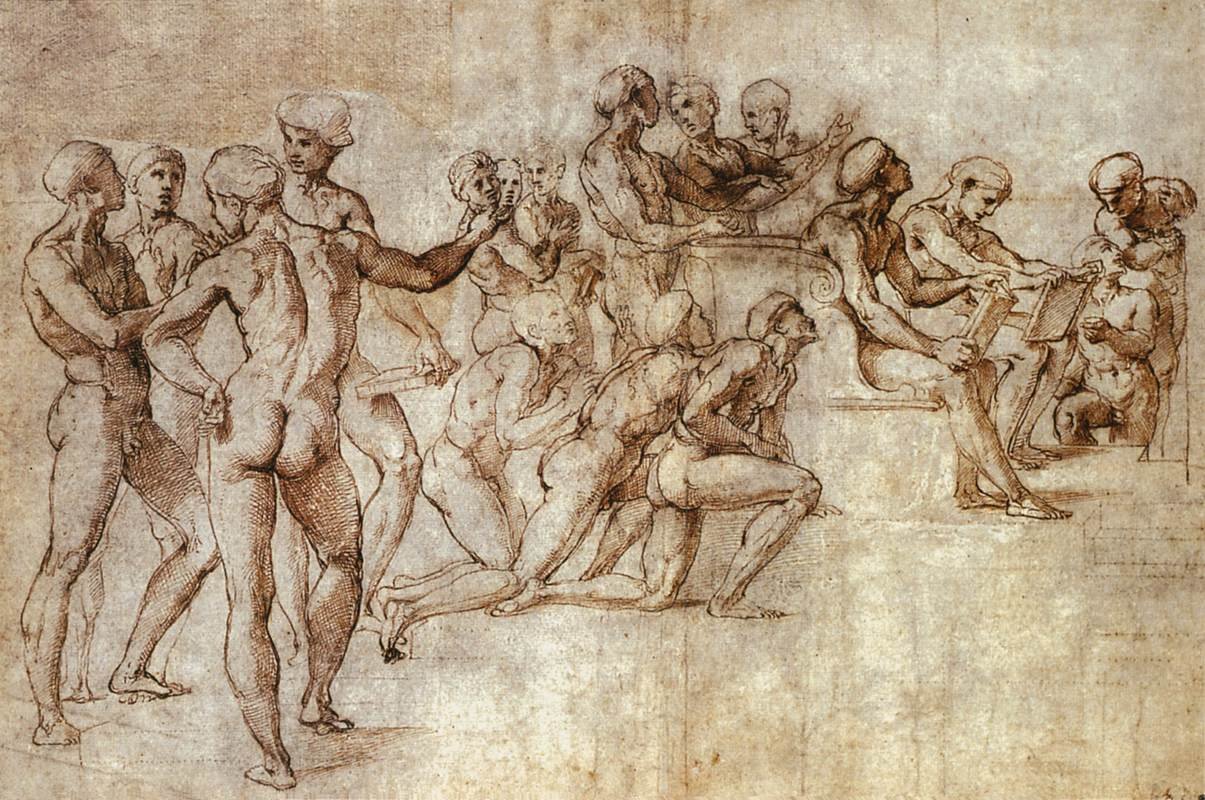 Disputa için Çıplak Garzone Çalışması by Raffaello Sanzio Raphael