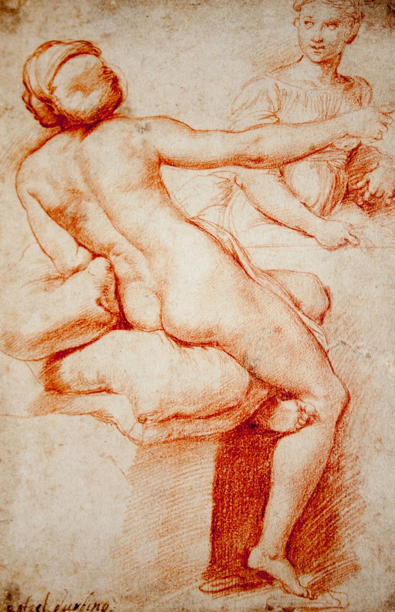 İki Kadın Figürü İçin Çalışma by Raffaello Sanzio Raphael