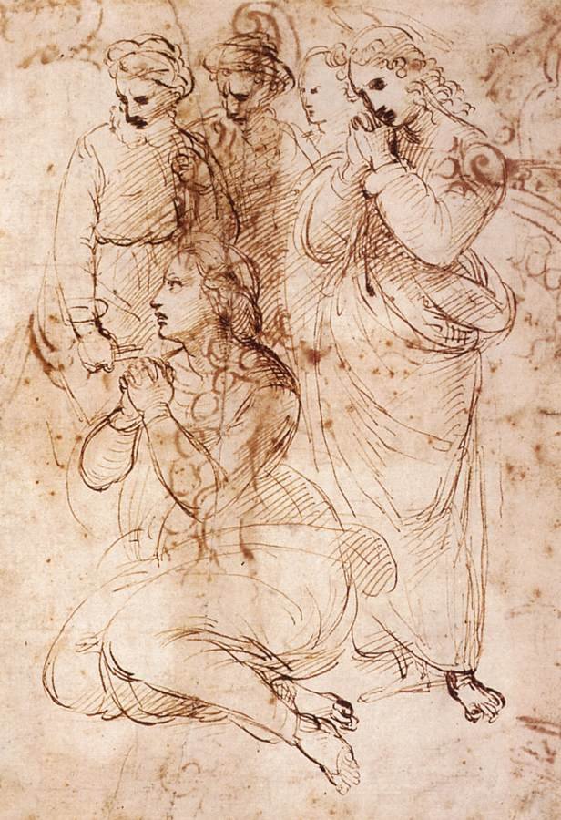 Yas Figürleri Çalışması by Raffaello Sanzio Raphael