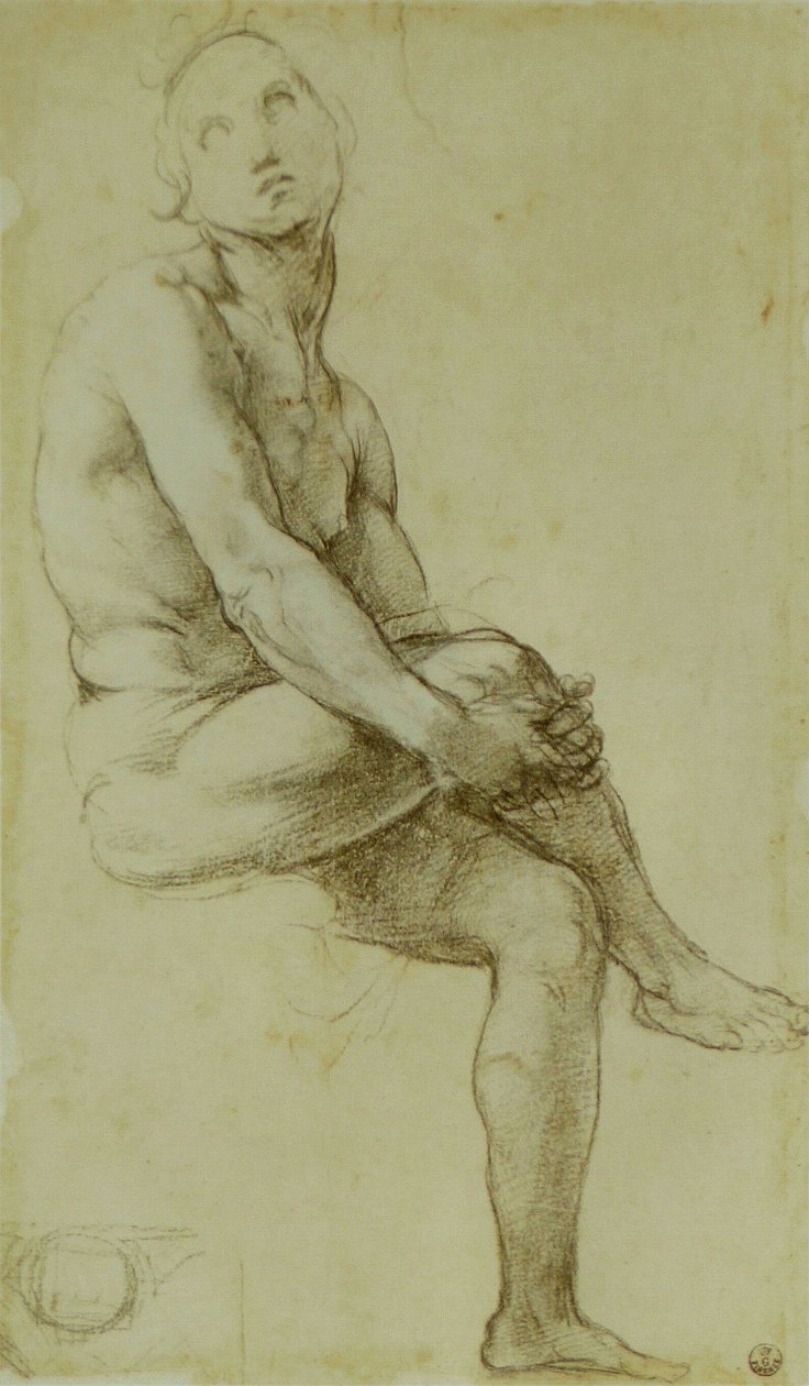 Oturmuş çıplak çalışma by Raffaello Sanzio Raphael