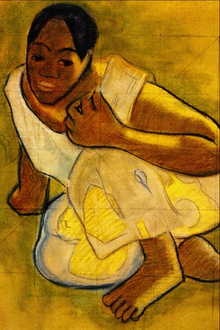 çömelmiş tahiti kızı by Paul Gauguin