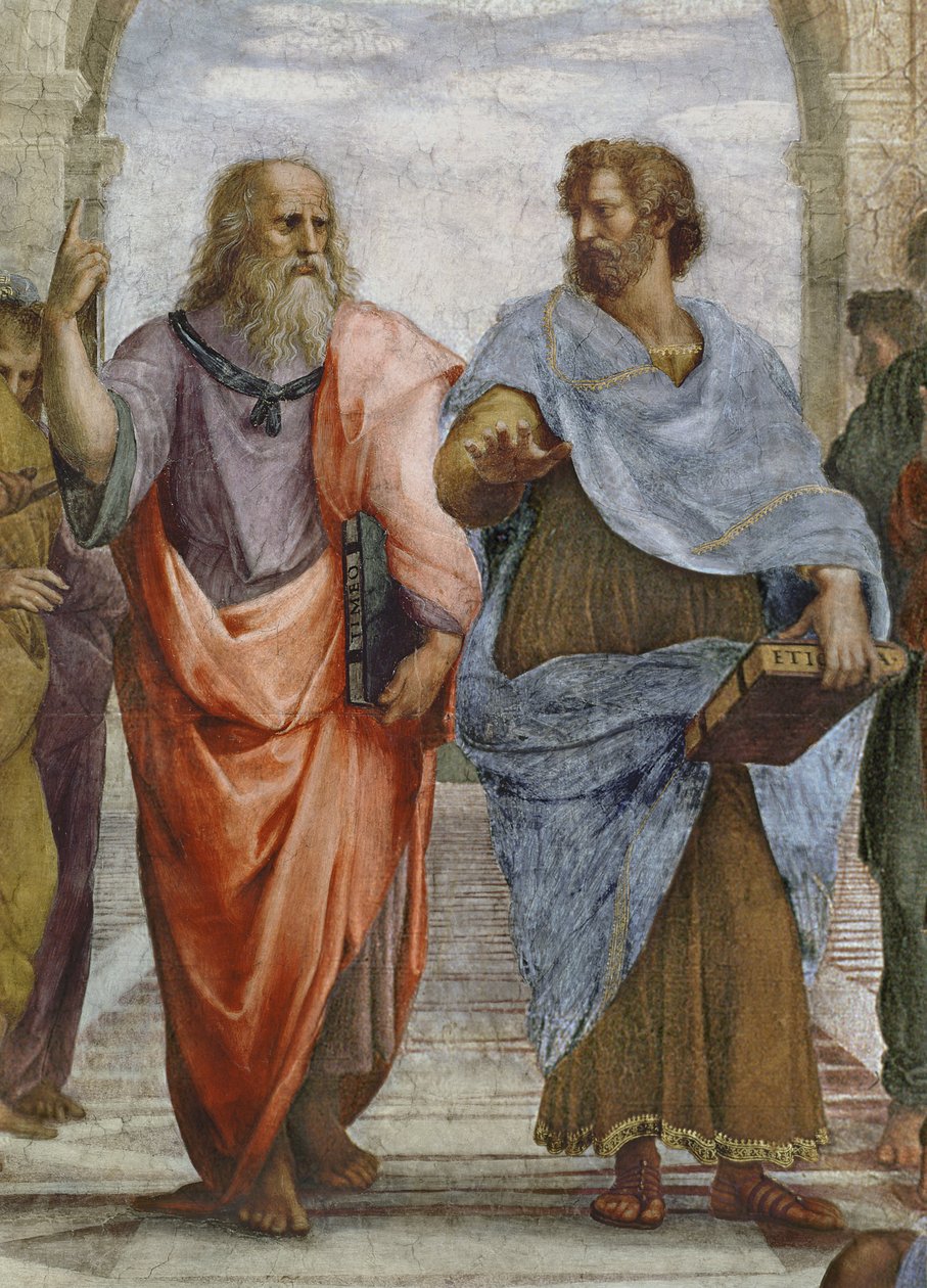 Aristoteles ve Plato: Atina Okulu detayı, 1510-11 472 fresk detayı by Raffaello Sanzio Raphael