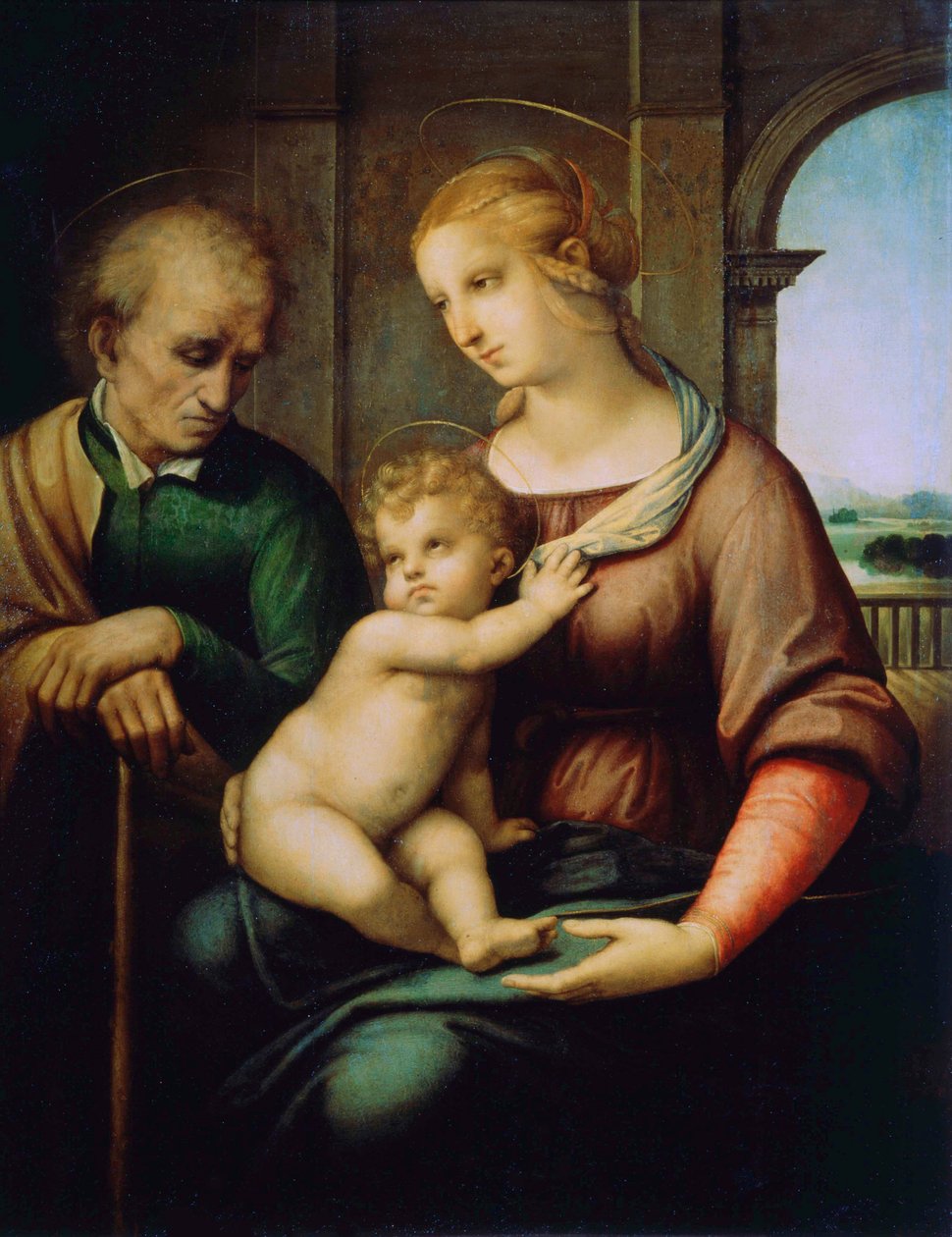 Kutsal Aile veya Sakalsız Joseph ile Madonna, c1506 by Raffaello Sanzio Raphael