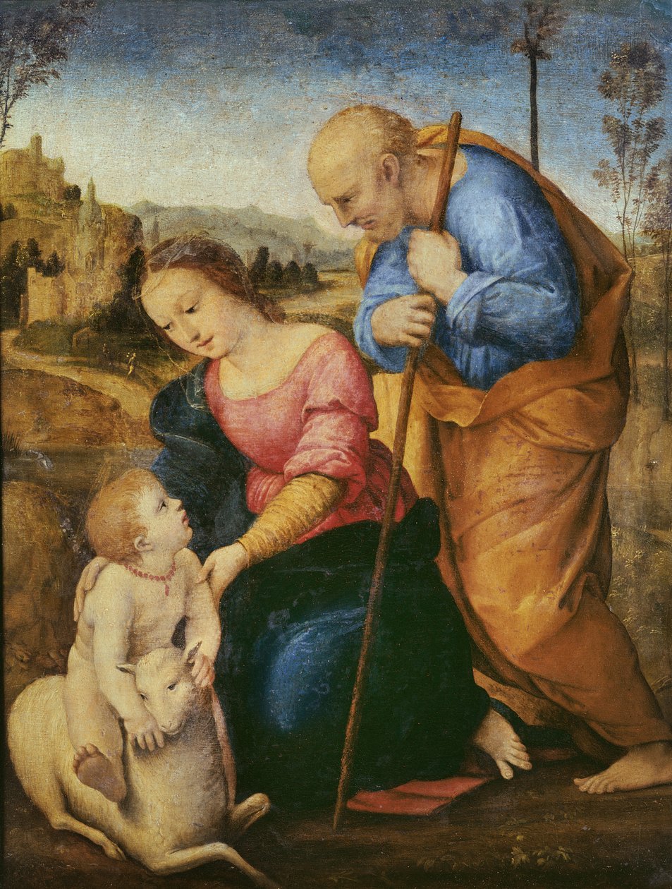 Kuzulu Kutsal Aile (tahta üzerine yağlı boya) by Raffaello Sanzio Raphael
