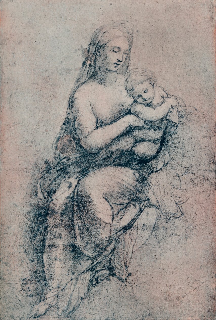Bakire ve Çocuk, Madonna di Foligno için çalışma, c1511. 1903 by Raffaello Sanzio Raphael