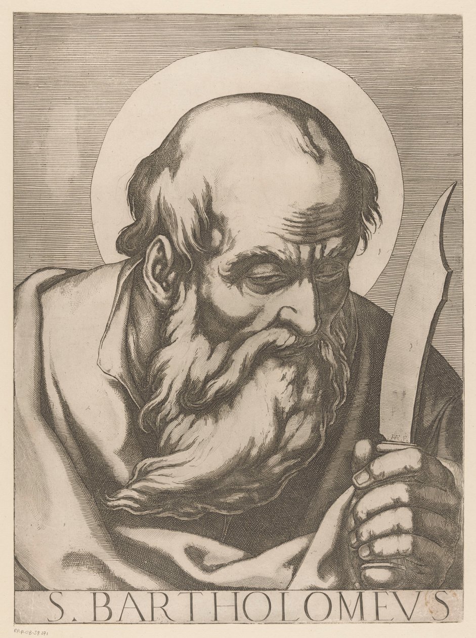 Aziz Bartholomeos S. Bartholomew (nesne üzerindeki başlık) İsa, Meryem ve Oniki Havariler (dizi adı) Il sacrato collegio apostolico (seri başlığı) by Raffaello Schiaminossi