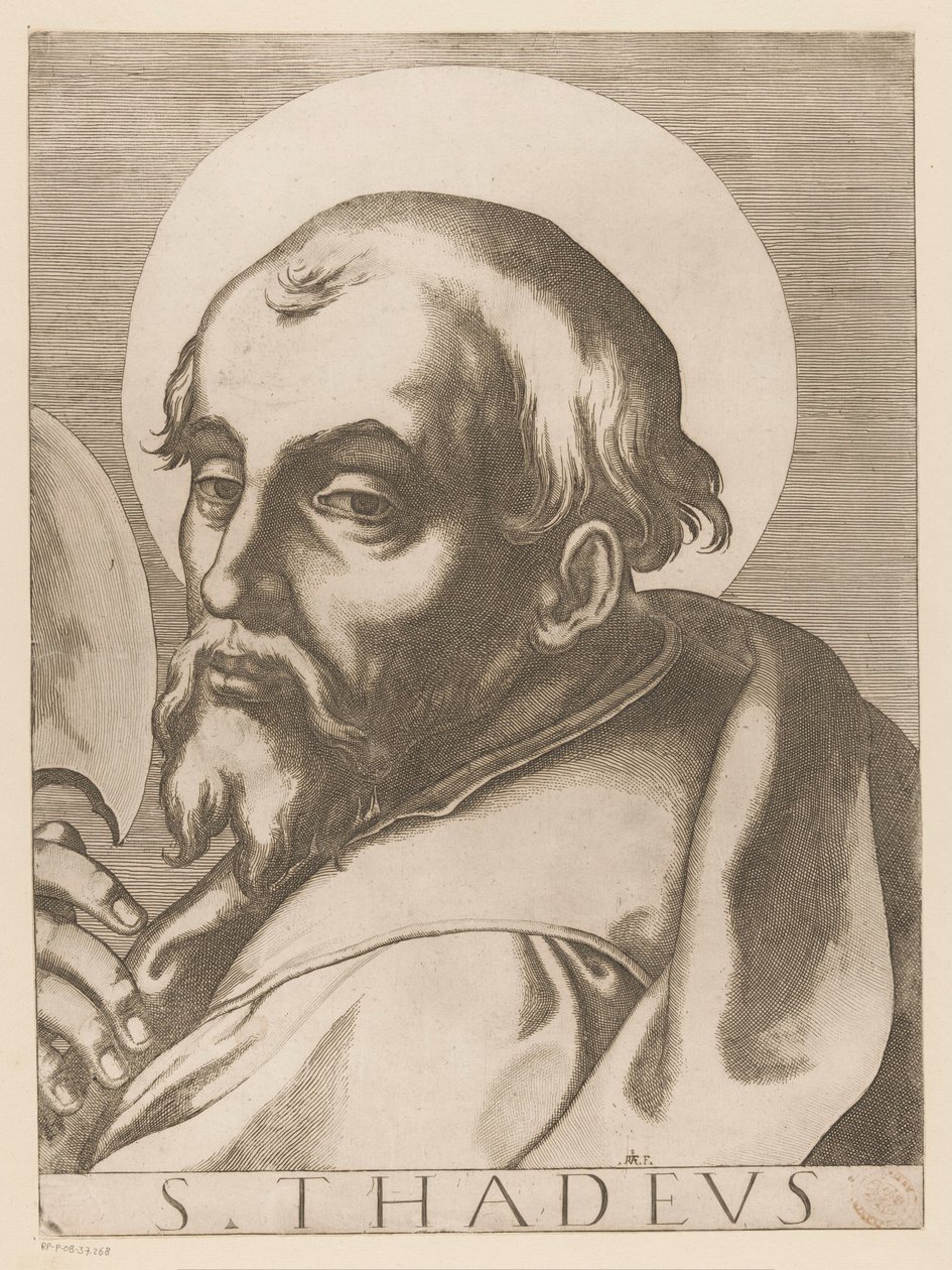 Heilige Judas Taddeüs S. Thadeus (nesne üzerindeki başlık) Christ, Mary en de twaalf apostelen (dizi adı) Kutsal Apostolik Koleji (dizi başlığı) by Raffaello Schiaminossi