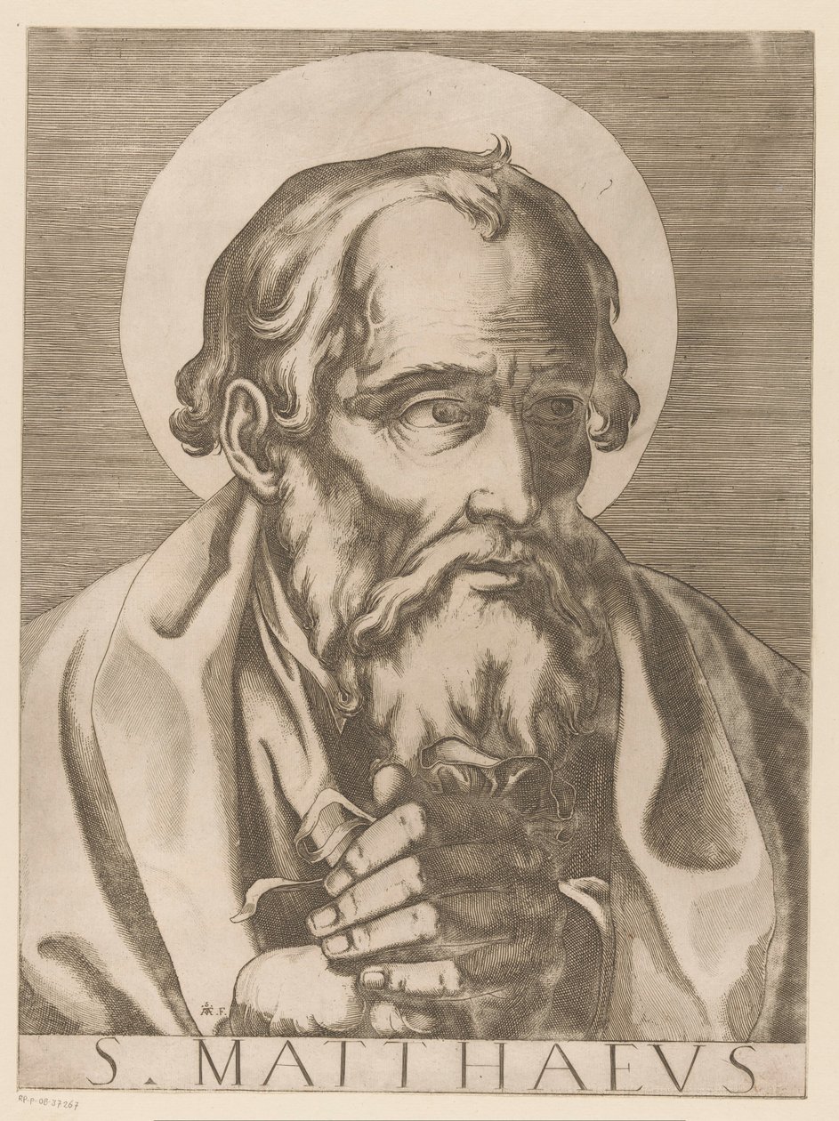 Aziz Matta S. Matthaeus (nesne üzerindeki başlık) İsa, Meryem ve Oniki Havariler (dizi adı) Il sacrato collegio apostolico (seri başlığı) by Raffaello Schiaminossi