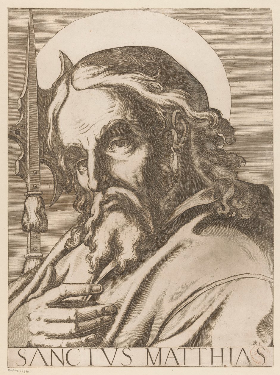 Heilige Matteüs Aziz Matthias (nesne üzerindeki başlık) Christ, Mary en de twaalf apostelen (dizi adı) Kutsal Apostolik Koleji (dizi başlığı) by Raffaello Schiaminossi