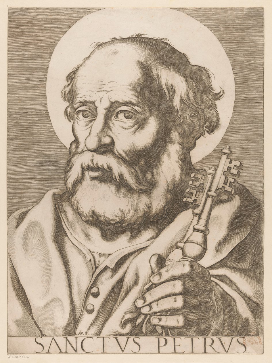 Heilige Petrus Aziz Peter (nesne üzerindeki başlık) Christ, Mary en de twaalf apostelen (dizi adı) Kutsal Apostolik Koleji (dizi başlığı) by Raffaello Schiaminossi